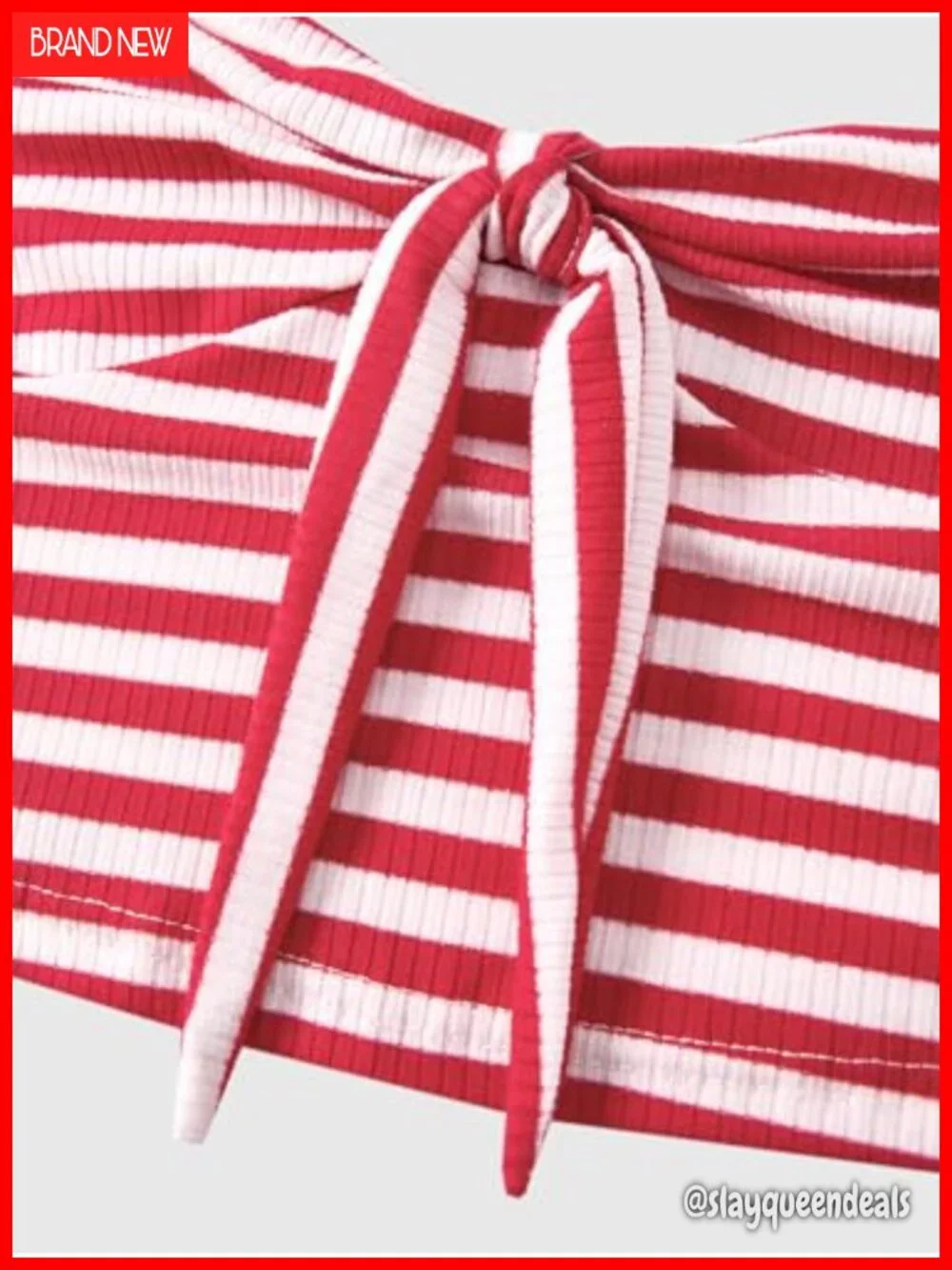 Striped Tie Front Crop Top Strapless Knit Party Club Tube Top